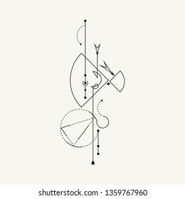 Line Dot Tattoo Design Vector Art Illustration
