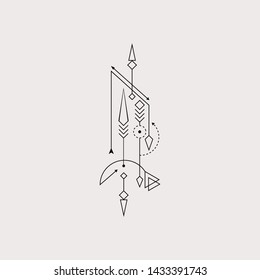 Line Dot Tattoo Design Vector Art Illustration