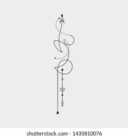 Line Dot Tattoo Design Vector Art Illustration