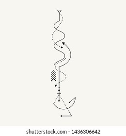 Line Dot Tattoo Design Vector Art Illustration