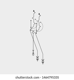 Line Dot Tattoo Design Vector Art Illustration