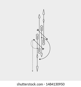 Ilustración de diseño de vectores de diseño de tatuaje de punto de línea