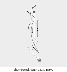Line Dot Tattoo Design Vector Art Illustration