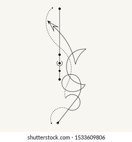 Line Dot Tattoo Design Vector Art Illustration