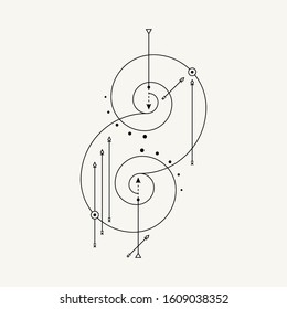Line Dot Tattoo Design Vector Art Illustration