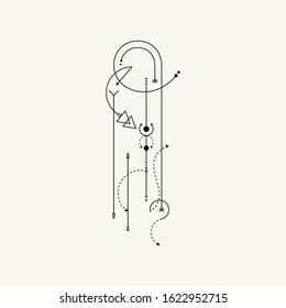 Line Dot Tattoo Design Vector Art Illustration