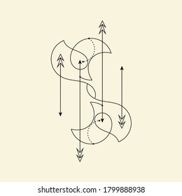 Line Dot Tattoo Design Vector Art Illustration