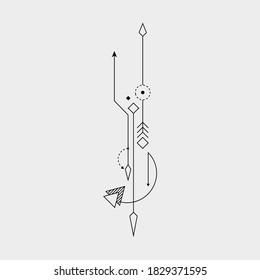 Line Dot Tattoo Design Vector Art Illustration