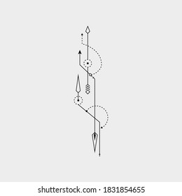 Ilustração de arte vetorial de design de tatuagem de ponto de linha