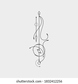 Ilustração de arte vetorial de design de tatuagem de ponto de linha