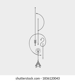 Line Dot Tattoo Design Vector Art Illustration