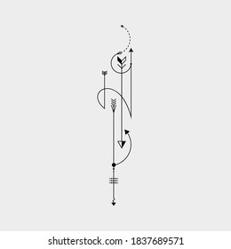 Ilustración de diseño de vectores de diseño de tatuaje de punto de línea