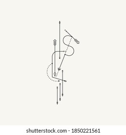 Line Dot Tattoo Design Vector Art Illustration