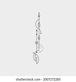 Line Dot Tattoo Design Vector Art Illustration