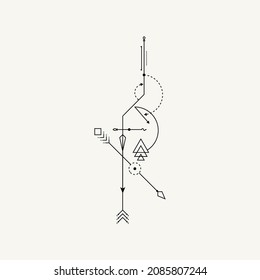 Line Dot Tattoo Design Vector Art Illustration