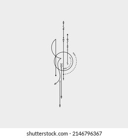 Line Dot Tattoo Design Vector Art Illustration