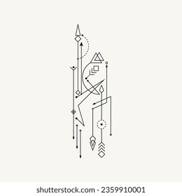 Line Dot Tattoo Design Vector Art Illustration