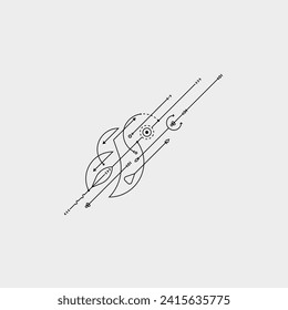 Line Dot Tattoo Design Vector Art Illustration