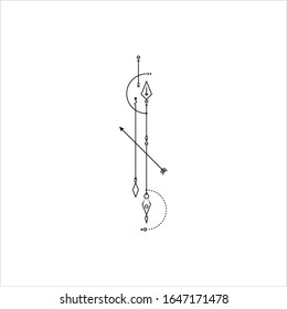Line Dot Tattoo, Minimal Style Modern Tattoo Vector Art Illustration