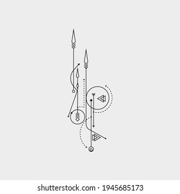 Line Dot Tattoo, Minimal Style Modern Tattoo Vector Art Illustration