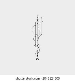 Line Dot Tattoo, Minimal Style Modern Tattoo Vector Art Illustration