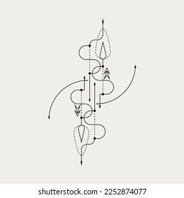 Line Dot Tattoo, Minimal Style Modern Tattoo Vector Art Illustration