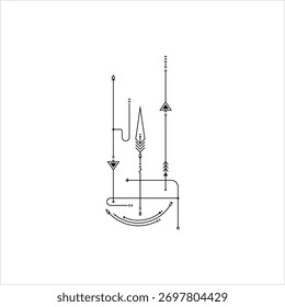 Tatuaje de punto de línea, estilo minimalista Ilustración de Arte vectorial de tatuaje moderno