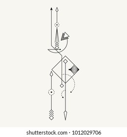 Arte vector de tatuaje de punto de línea