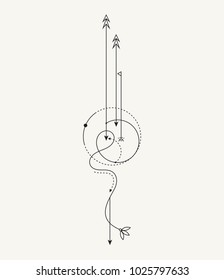 Arte vector de tatuaje de punto de línea