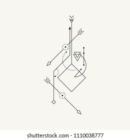 Arte vector de tatuaje de punto de línea