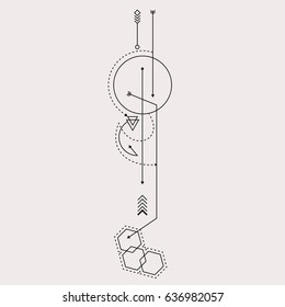 Arte vector de tatuaje de punto de línea