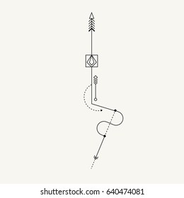 Arte vector de tatuaje de punto de línea