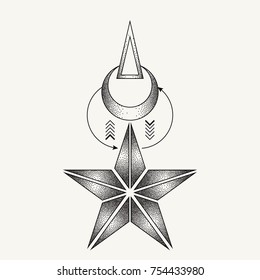 Line Dot Tattoo Vector Art
