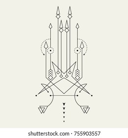 Arte vector de tatuaje de punto de línea