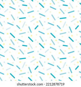 Line and dots in blue seamless pattern.