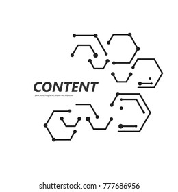 Line and dots connect vector. Geometric hexagon abstract molecular structure.