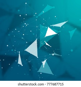 Line and dots connect vector. Geometric abstract molecular structure.