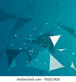Line and dots connect vector. Geometric abstract molecular structure.