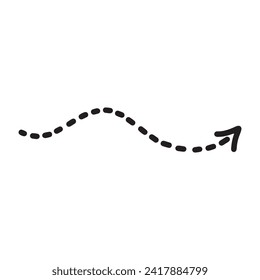 Flecha con puntos de línea. ilustración vectorial.