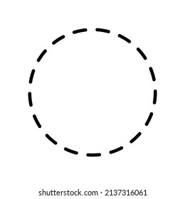 Ruta de círculo con puntos de línea. Elemento con manchas redondas. Puntos lineales. Vector aislado en blanco