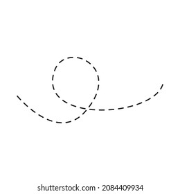 Line dotted curve route. Traffic element. Dots linear path. Vector isolated on white