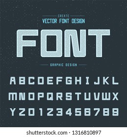 Line dotted font and alphabet vector, Square typeface letter and number design on grunge texture background