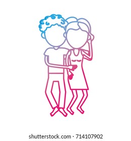 line dotted shape beauty couple with hairstyle design sleeping