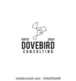 Line dove bird logo design vector template