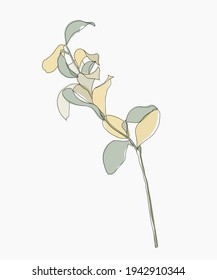 Line draft leaves,Abstract minimal art Summer leaves,minimalist line leaves