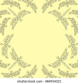 Line dragonfly frame. Vector illustration
