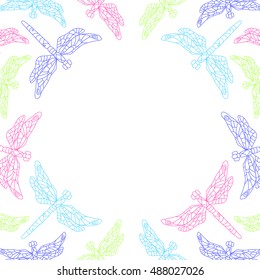 Line dragonfly frame. Vector illustration