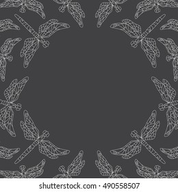 Line dragonfly frame. Vector illustration