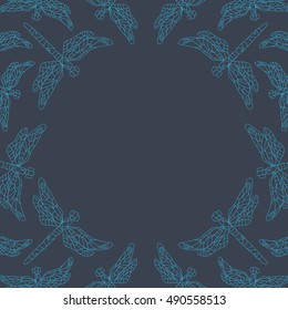 Line dragonfly frame. Vector illustration