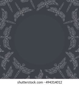 Line dragonfly frame. Vector illustration
